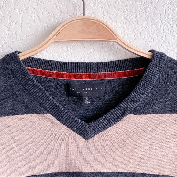 F21 MEN Striped V Neck Sweater - Picture 3 of 4